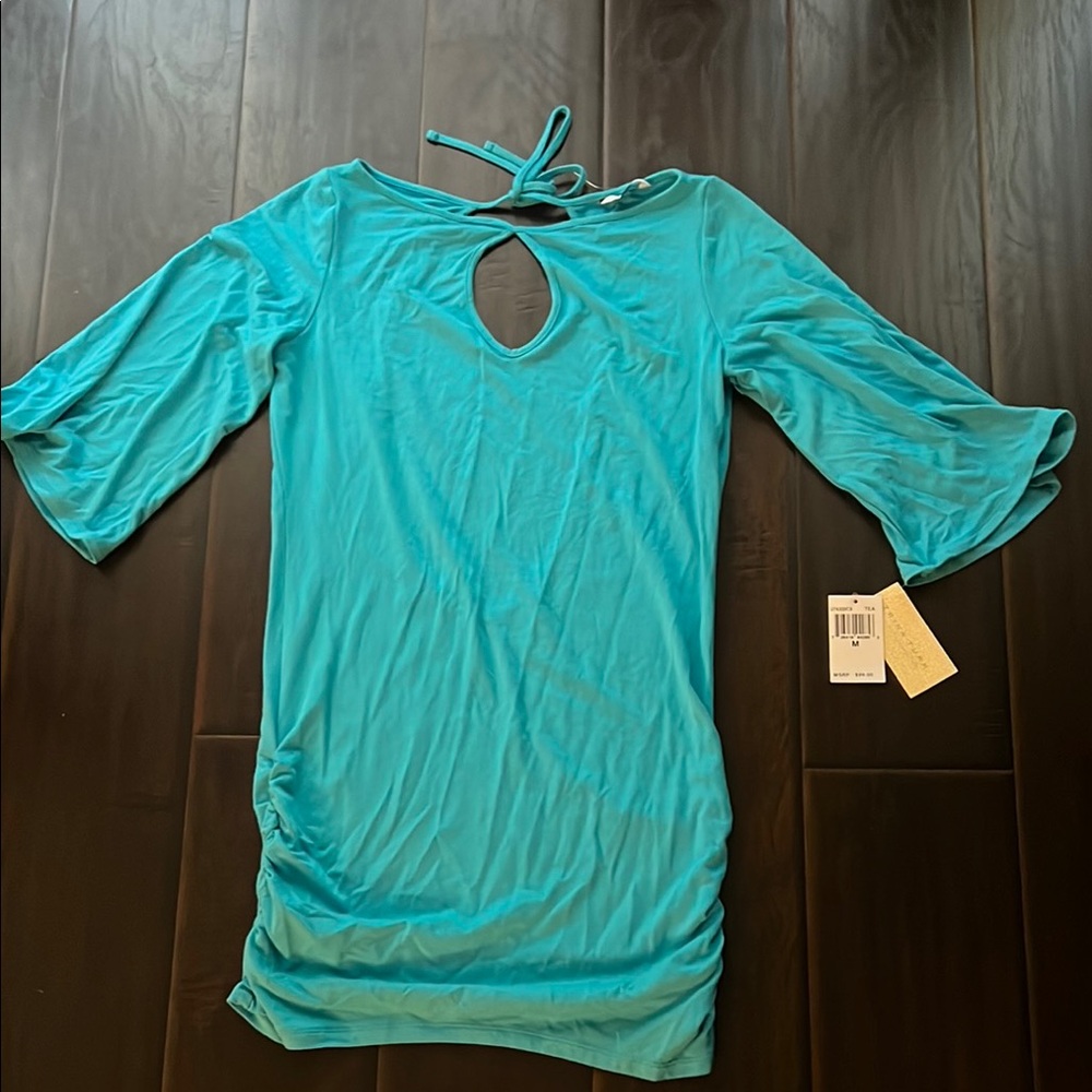 Trina Turk Turquoise Keyhole Open Back Dress M